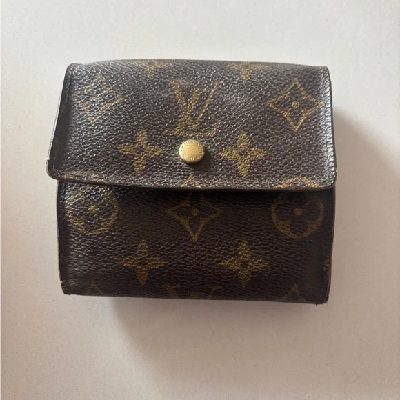 Louis Vuitton Monogram Elise Trifold Wallet in Brown and Gold - Picture 1 of 9